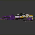 Futuristic Purple Racing Car With White And Yellow Accents Sleek Streamlined Design