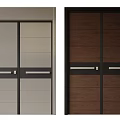 Modern Double Doors Design With Light Gray And Dark Brown Frames And Silver Handles 3d model