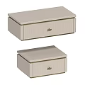 Set Of Beige Drawer Storage Boxes With Lid And Handle For Home Organization