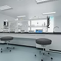 Modern Laboratory Interior With Lab Benches Rolling Stools And Scientific Equipment Setup 3d model