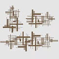 Three Abstract Geometric Wall Decor Pieces With Brown Lines And Modern Design 3d model