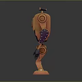 3D Animated Robot Character With Orange Purple Body Blue Eyes And Mechanical Gears Design