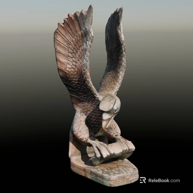 Realistic Landscape Sculpture of Eagle with Spread Wings and Clawed Feet 3d model 