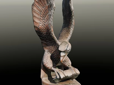 Realistic Landscape Sculpture of Eagle with Spread Wings and Clawed Feet 3d model
