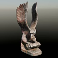 Realistic Landscape Sculpture of Eagle with Spread Wings and Clawed Feet