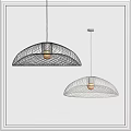 Modern Hemispherical Chandeliers With Wire Mesh Design Hanging In White Interior