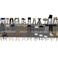 Various Modern Bar Stools With Different Styles Materials And Designs For Home Use 3d model