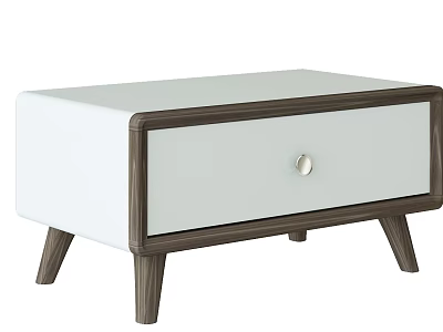 Modern Coffee Table With White Top Wood Frame Drawer And Tapered Legs 3d model