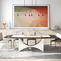 Modern Dining Table and Chair Combination Simple Dining Table and Chair Cabinet Combination 3d model