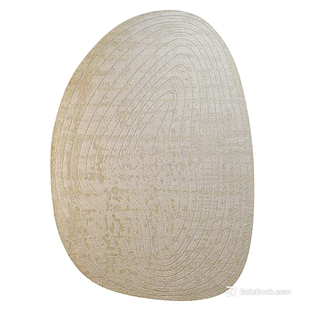 Beige Textured Square Carpet With Wavy Lines For Modern Interior Design 3d model 