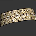 Elegant Golden Headband With Intricate Patterns And Red Gemstones For Daily Use