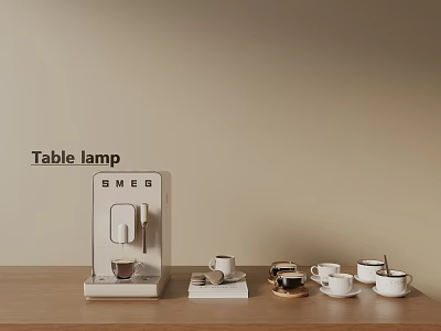 Decorative Ornament Set With Table Lamp Coffee Machine And Coffee Cups For Modern Tabletop Decor 3d model