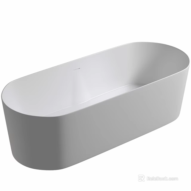 Modern White Freestanding Bathtub In Sleek Oval Shape For Bathroom Interior 3d model 