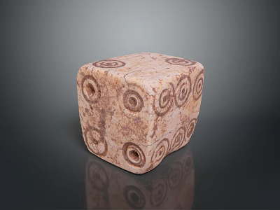 Light Brown Decorative Cube Furniture With Textured Surface And Spiral Patterns 3d model