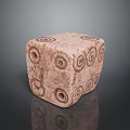 Light Brown Decorative Cube Furniture With Textured Surface And Spiral Patterns 3d model