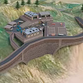 Mountain Building Complex With Winding Road Parking Area And Surrounding Trees