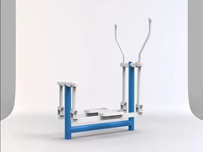 Blue And White Fitness Step Trainer Machine With Handles And Pedals For Home Gym 3d model