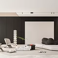 Modern Sofa Coffee Table Set With Marble Top Accent Chairs Potted Plant And Rug