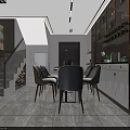 Modern Living Dining Room Interior Design With Marble Wall Round Ceiling Light And Sofa