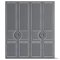 Modern Style White Cabinet With Golden Ring Handles And Decorative Panel Design