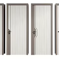 Modern Light Wood Hinged Doors With Simple Design And Dark Frames 3d model
