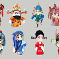 Colorful Traditional Cartoon Peking Opera Character Pendant Decorations for Home Living Room Ornaments