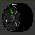 Motorcycle Wheels With Gold Black Alloy Rims And Red Green LED Lights