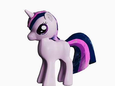 Pink Unicorn Toy Figure With Purple Pink Striped Mane Tail And Big Eyes 3d model