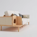 Modern Wooden Coffee Table With Cat Ear Design Storage And Sofa In Living Room