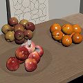 Colorful Fresh Fruits Including Apples Oranges in Clear Glass Bowls on Wooden Table