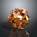 Golden Geometric Sphere Decorative Ornament with Interlocking Metallic Shapes for Home Use