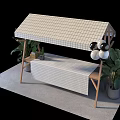 Modern Tea Break Area With White Grid Table Cabinet Wooden Frame And Green Plants