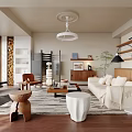 Middle Ancient Living Room Combination Sofa Coffee Table Carpet Single Sofa 3d model
