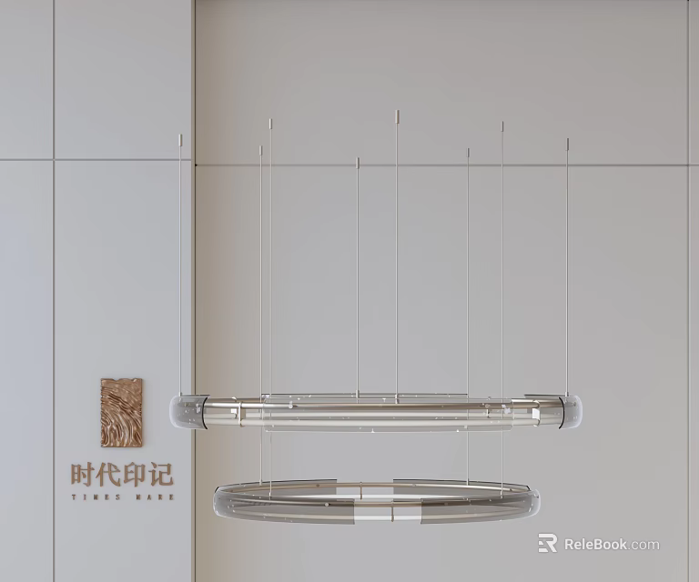 Modern Contemporary Chandelier With Circular Metal Ring Design And Sleek Hanging Structure 3d model 