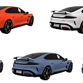 Sporty Cars In Multiple Colors With Sleek Design And Rear Spoilers