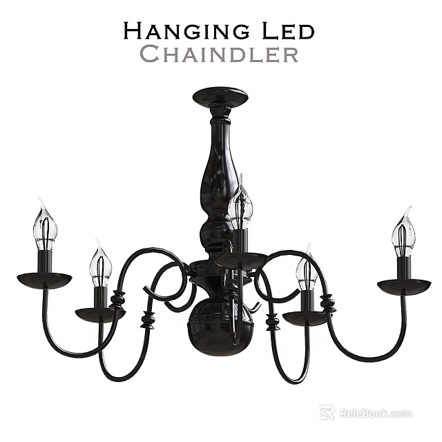 Elegant Black Classic Chandelier With Multiple Arms And Candle Style Bulbs 3d model 