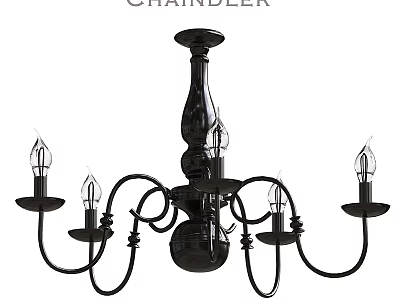 Elegant Black Classic Chandelier With Multiple Arms And Candle Style Bulbs 3d model
