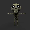 Cartoon Skeleton Game Character with Large Eyes and Outstretched Arms