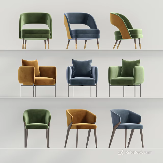 Modern Single Sofa With Multiple Colors Armrest And Metal Legs Design 3d model