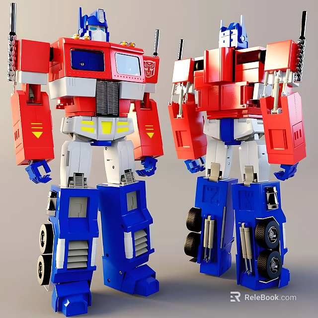 Red White Blue Transformers Robot Toys With Detailed Design And Standing Pose 3d model 