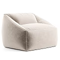 Beige Velvet Bean Bag Chair With Modern Rounded Shape For Cozy Living Room Use