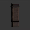 Vintage Dark Brown Cabinet With Brass Handles And Carved Decorative Details