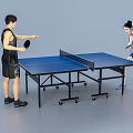 Two People Playing Table Tennis With Rackets On Indoor Table