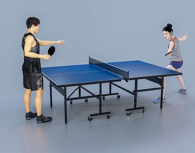 modern double play table tennis sports men's and women'singles table tennis players athletes 3d model