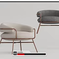 Modern Upholstered Light Gray and Dark Gray Armchairs with Rose Gold Metal Legs Design