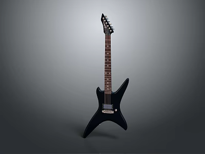 Stylish Black Electric Guitar Unique Modern Shape Music Instrument For Musicians 3d model