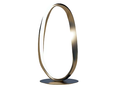 Modern Ring Shaped Table Lamp with Metallic Finish and Circular Base 3d model
