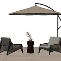 Rattan Outdoor Chairs With White Cushions And Side Table Patio Setting With Umbrella