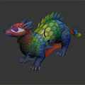 Vibrant Mythical Creature With Feathered Spine Multicolored Scales And Clawed Limbs