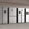 Modern Stainless Steel Multi door Refrigerators Neatly Arranged in Display Room